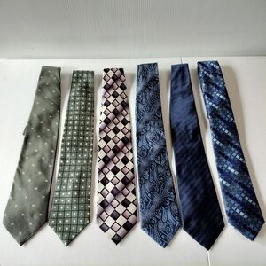 Men's Neck Ties Silk Set Of 6  Blues Greens Office Wedding Guest Career Dinner